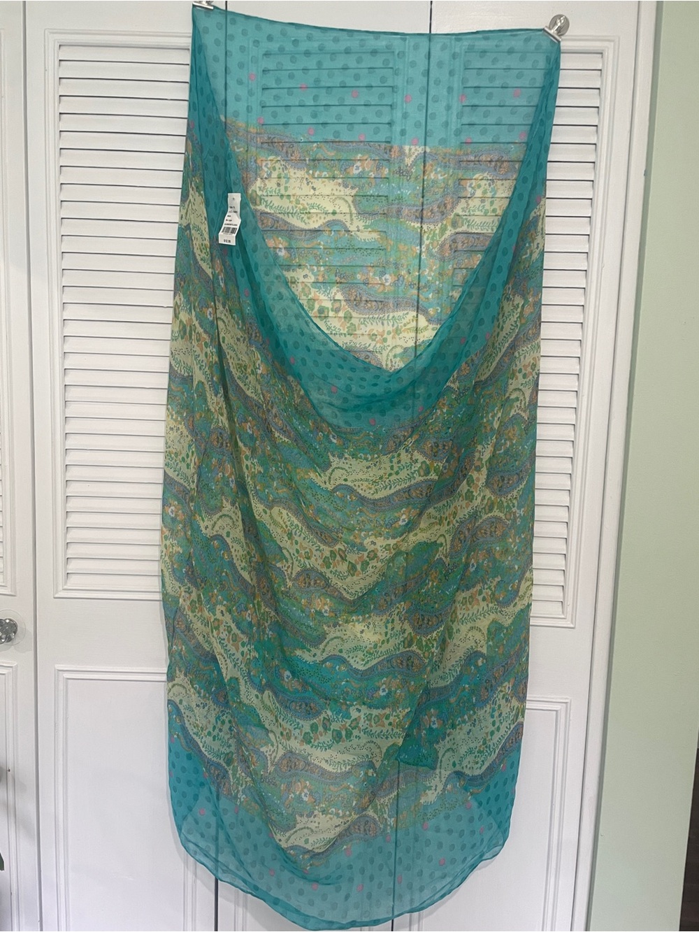Sheer Teal Paisley Scarf Wrap